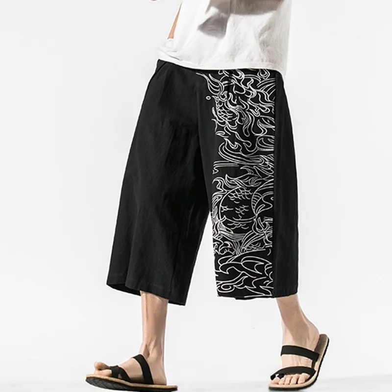 

Summer Chinese Pants Man Wide Leg Japanese Trousers Linen Baggy Hippie Pants Men Kimono Pants Online Chinese Store FF2748