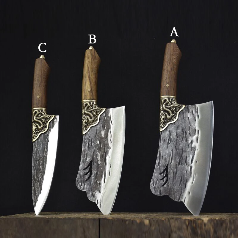 

Набор кузнечных ножей, кухонный нож в стиле ретро, нож для нарезки, двойной нож, нож для фруктов, маленький кухонный нож, острый бытовой