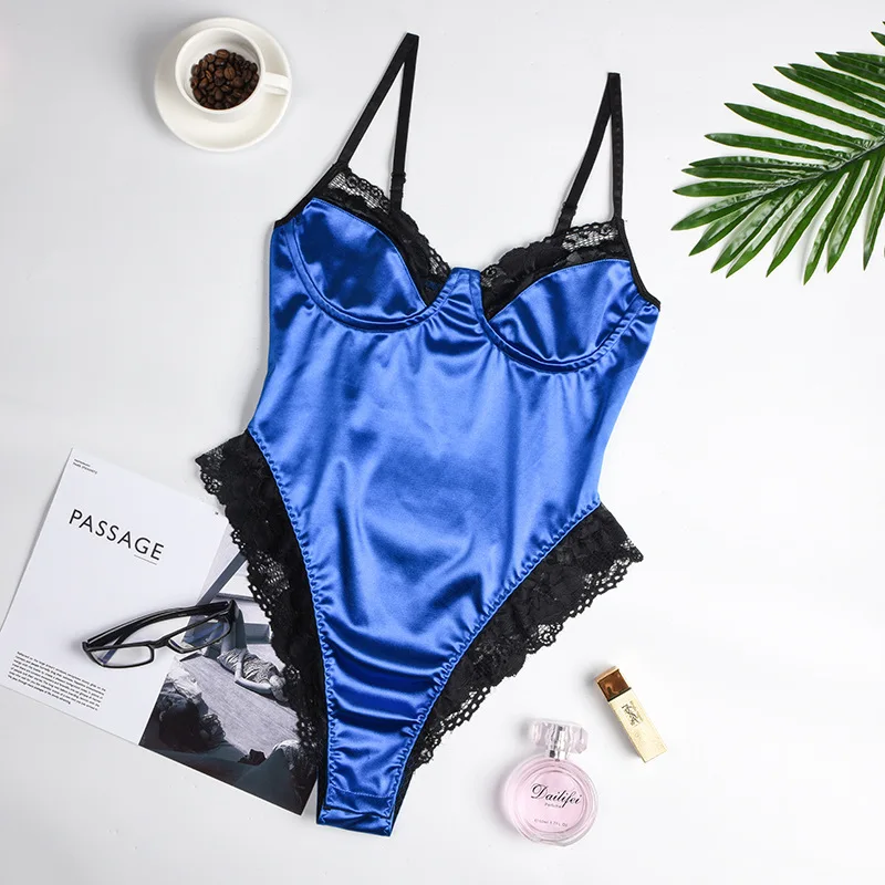 Женское Кружевное боди с открытой спиной облегающий сексуальный костюм черного