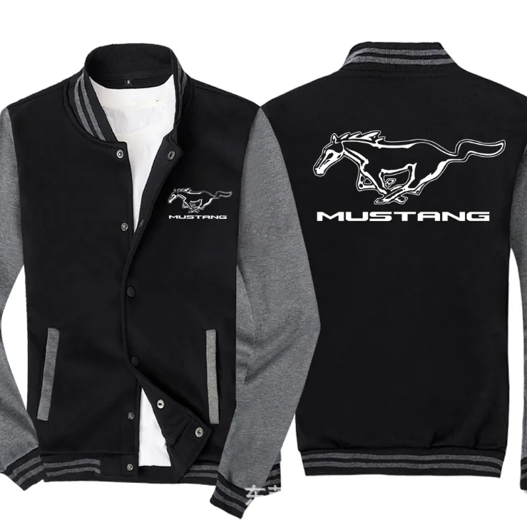 

2021 NEW Baseball Jacket Spring Autumn Fleece Cotton Slim Fit Jacket MUSTANG Car Logo Sweatshirt Fashion Hip Hop