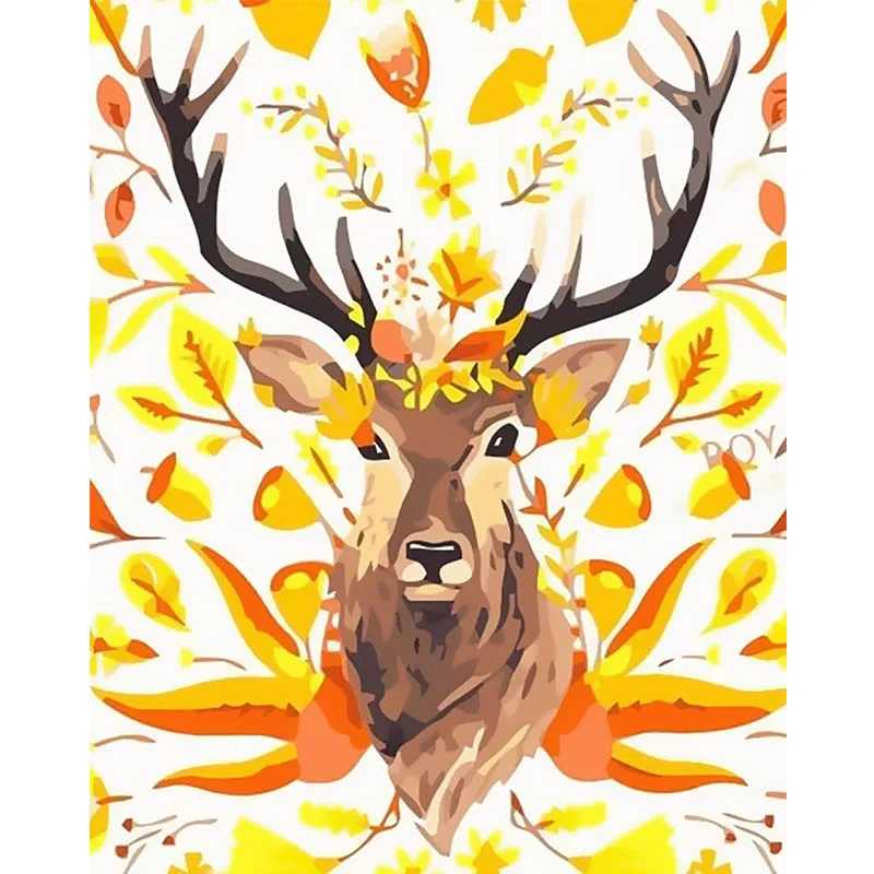 

Deer Flowers Paints By Numbers Oil Painting By Numbers Set Gift Coloring By Numbers Canvas Wall Set