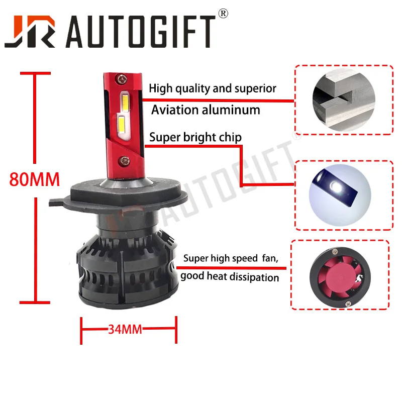 1 комплект, Автомобильные светодиодные лампы H4 H7 H11 H8 HB4 H1 H3 9005 HB3 с чипом M8 1860, 44 Вт, 6000 лм, автомобильные аксессуары, K светодиодный ные противотуманные фары