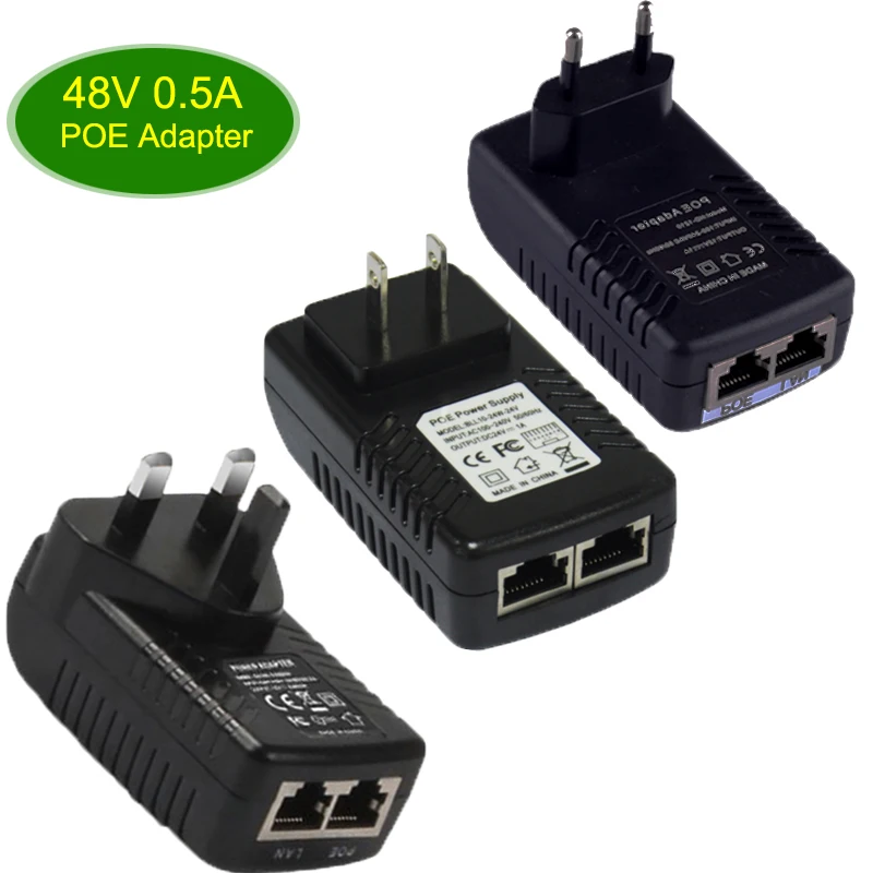 AC100V-240V DC 48 В 0.5A POE инжектор Ethernet адаптер 48V500mA PoE переключатель питания США/ЕС/Великобритания вилка универсальные адаптеры зарядное устройство