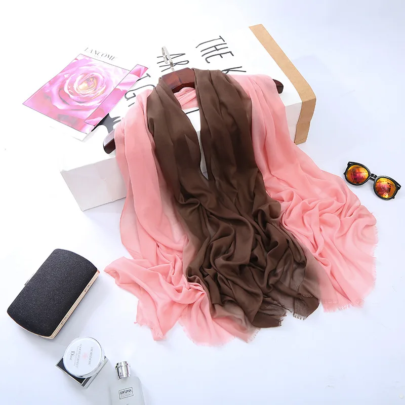 Новый женский простой шарф/шарфы с эффектом омбре модный уютный мусульманский