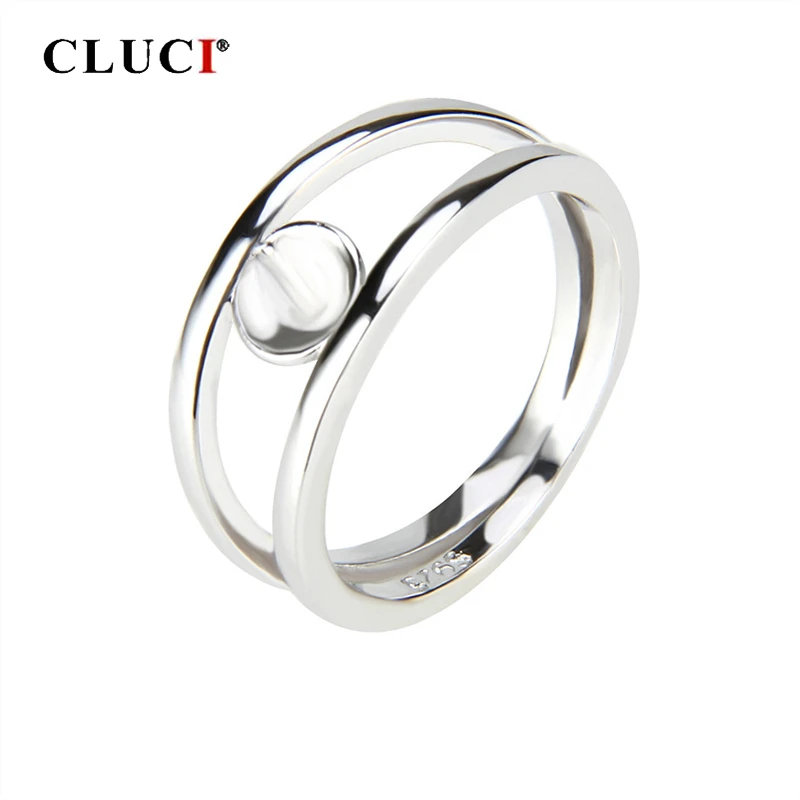 CLUCI 925 пробы серебро две петли дизайнерское женское кольцо с жемчугом креплением