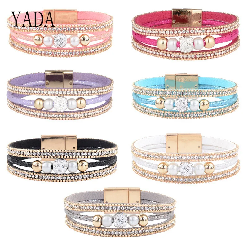 

YADA Gifts Luxury Magnetic Buckle Bracelet&Bangles For Women Cubic Zirconia Bracelets Charm Friendship Crystal Bracelet BT200020