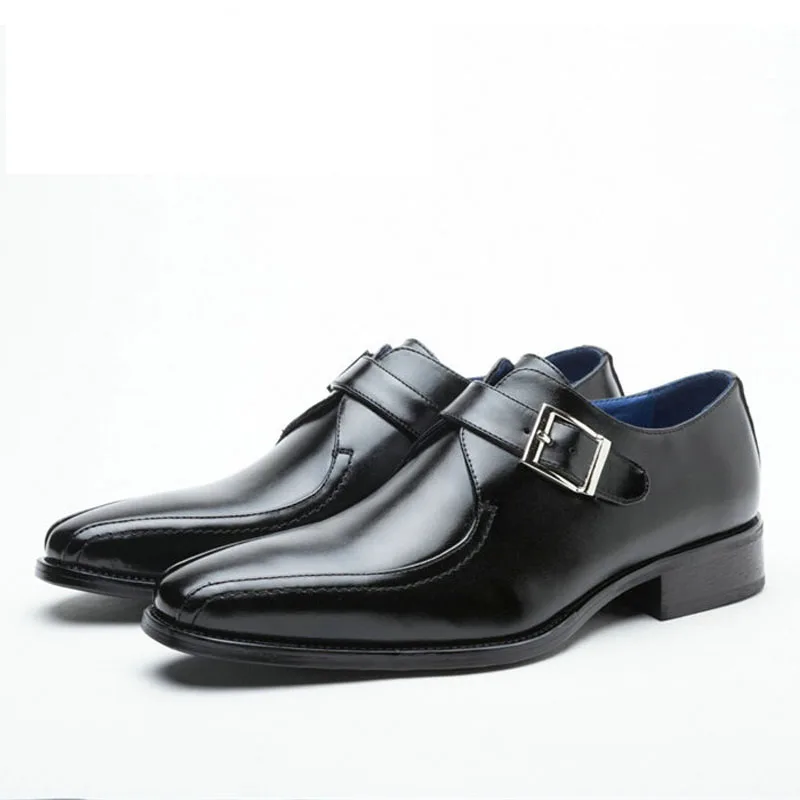 

New fashion European Leather Men Brown Monk Strap Formal Shoes Office Business Wedding Suit men Dress Loafers
