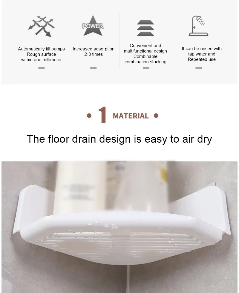 

Bathroom Shelf Shower Caddy Organizer Wall Mount Shampoo Rack No Drilling Kitchen Bathroom Storage Toilet Bathroom Accessories