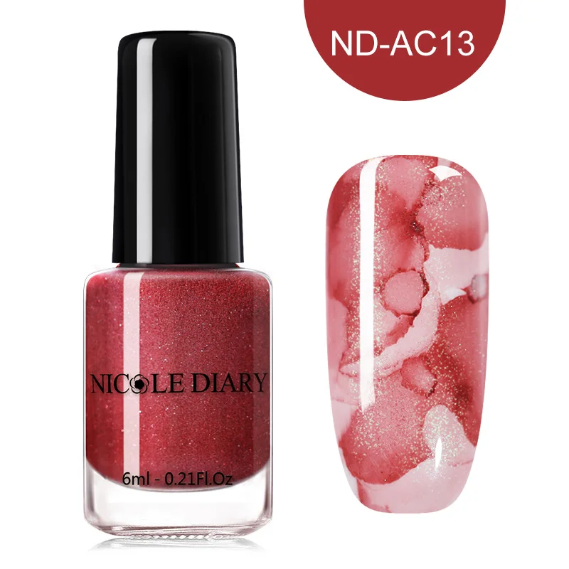 ND-AC13 Nicole Diary 15 мл цветок блеск лак для ногтей набор сверкающих акварельных чернил дым мраморный эффект лак Декоративный Лак для ногтей 6 мл комплект - Цвет: ND-AC13