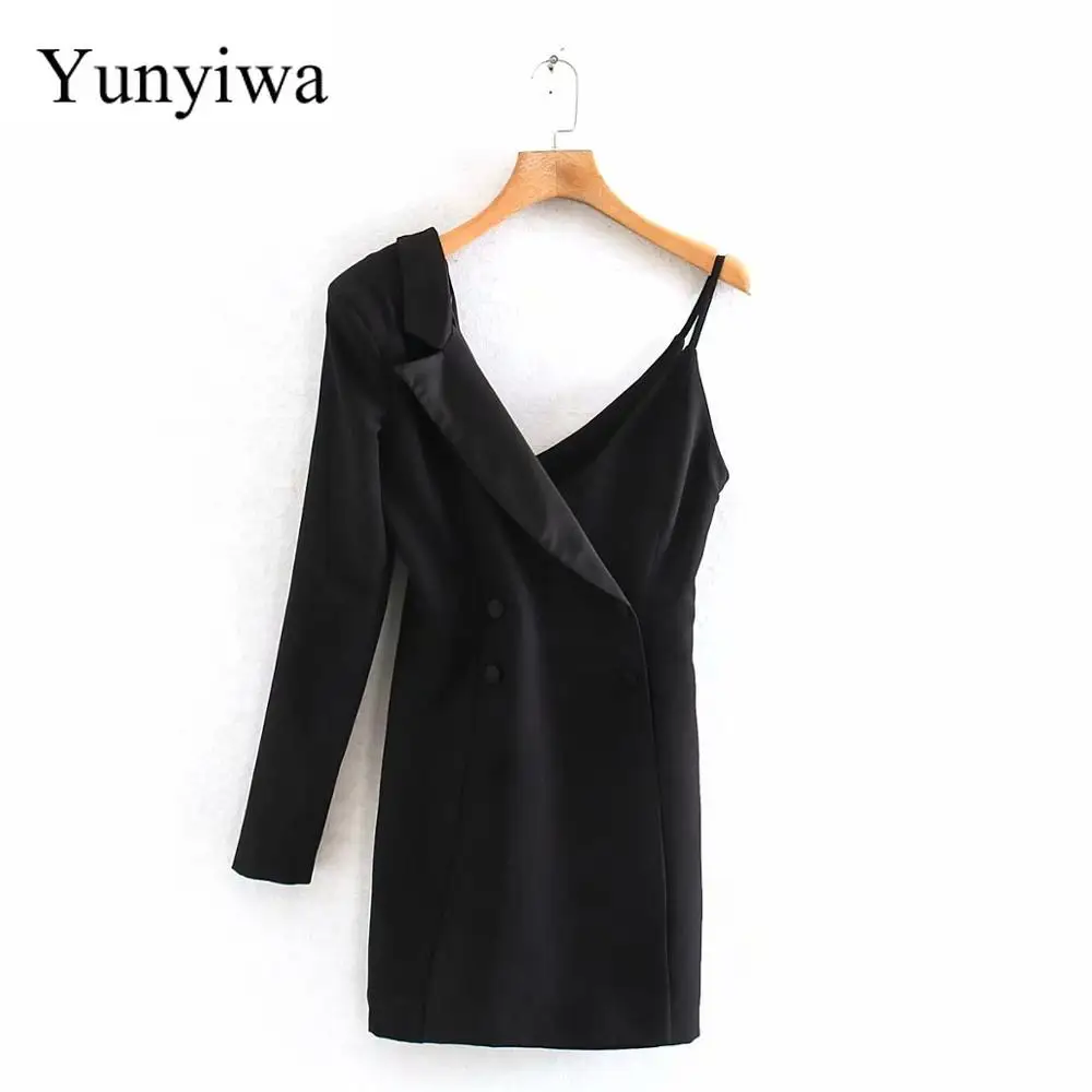 2020 женское сексуальное однобортное платье на одно плечо дизайнерское бретельках