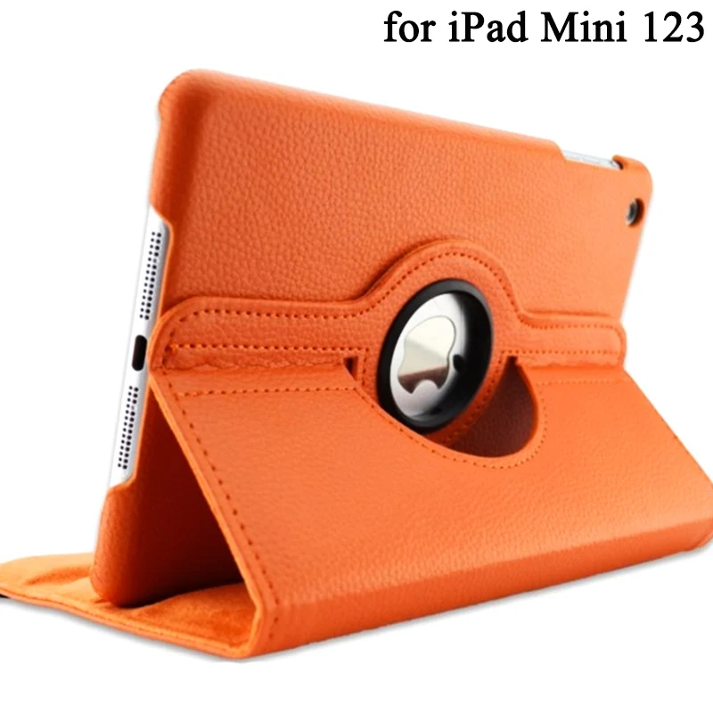 Вращающийся на 360 градусов чехол-подставка для iPad Mini 1 2 3 чехол из искусственной кожи умный флип-чехол для Funda iPad Mini чехол для сна/пробуждения - Цвет: orange mini 1 2 3