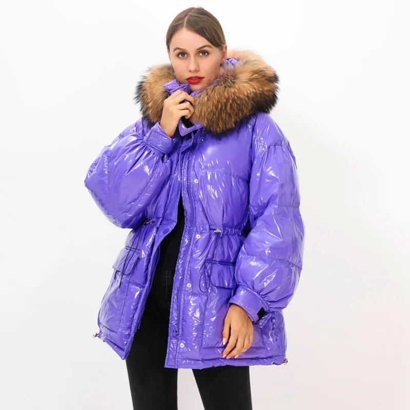 Женский пуховик с капюшоном длинная Водонепроницаемая парка на белом утином