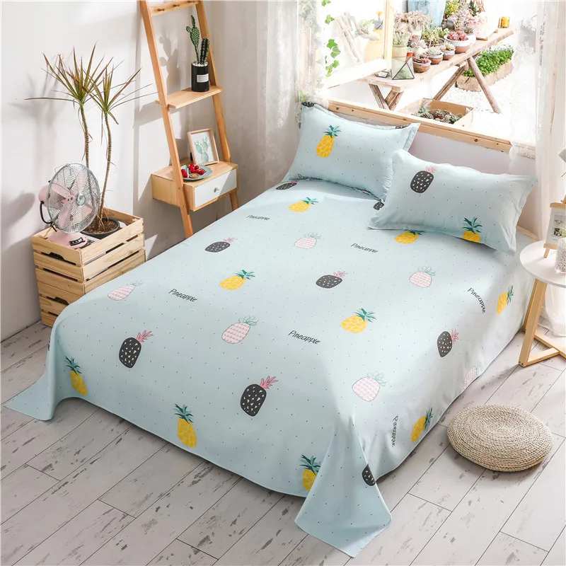 

1pcs Cartoon Pictures Bed Sheets Flat Single Double Various Plant Patterns Bed Cover Print Flat Bed Sheet No Pillowcase