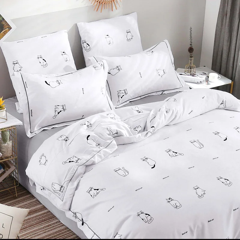 Alanna Solid Sweet style Little red Heart Flower Plant leaves and animals Printed 4/7pcs Bedding set with Different Color - Цвет: SL1016