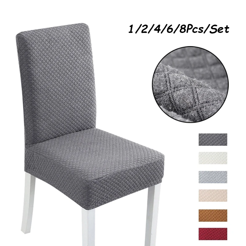 

1/2/4/6/8pcs Dining Chair Cover Jacquard Polyester/Cotton Protector Case Stretch for Kitchen Chair Seat Hotel Banquet Elastic