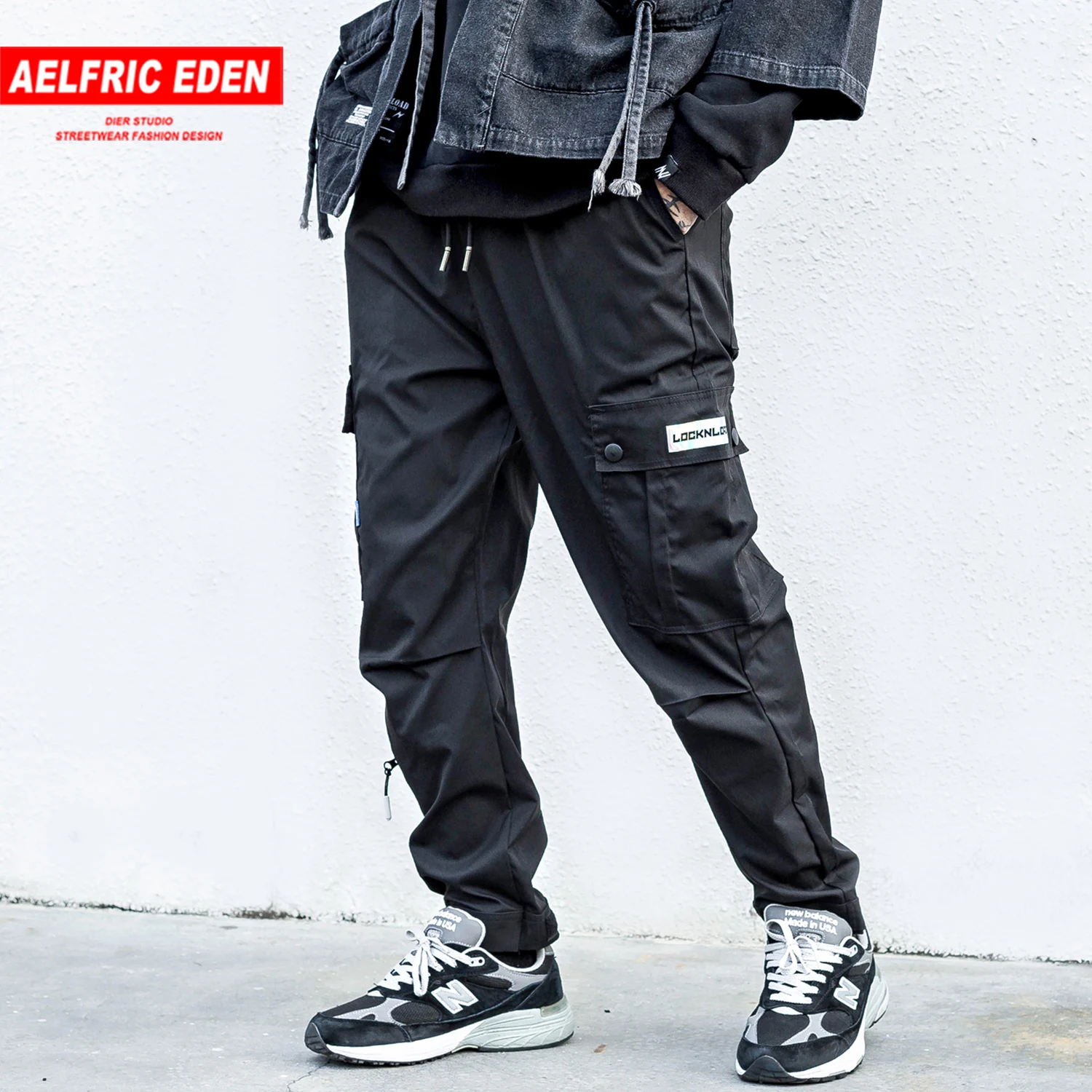 Aelfric Eden Модные мужские штаны с карманами и гарем карго Harajuku эластичной талией в