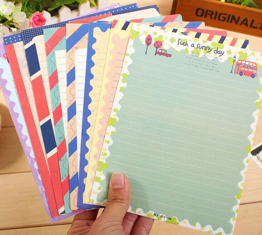 Синий стиль 2 шт. конверт 4 набор бумажных подложек для письма Корейская