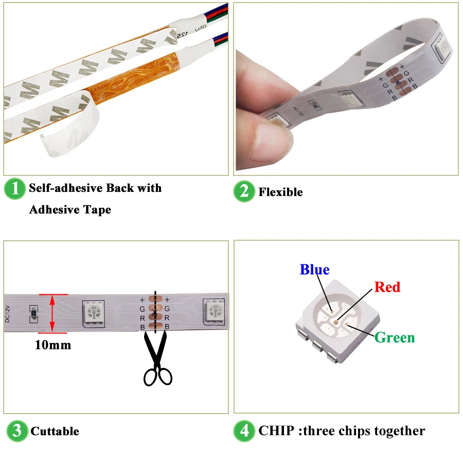 

LED Strip light RGB Flexible SMD 5050 Waterproof Decoration Strips Background Rainbow Lamp Bluetooth Remote Control For Festival
