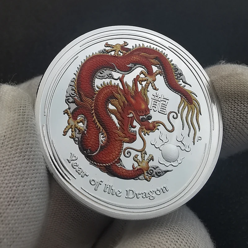 Памятные монеты с изображением года Дракона Австралии 1 унция серебряные