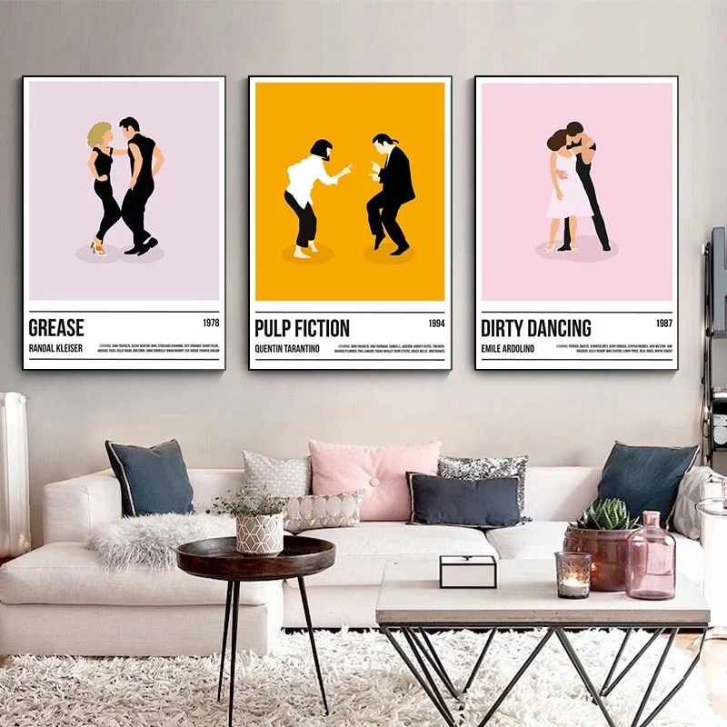 

Grease Poster Canvas Painting Prints Dirty Dancing Movie Painting Vintage Pulp Fiction Film Picture Boyfriend Gift Home Decor