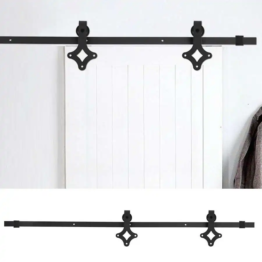 

6FT Splicing Single Door Diamond Carbon Steel Barn Door Hanging Rail for sliding closet cabinet barns-both exterior and interior