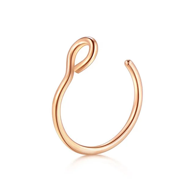 Rose Gold 1 шт нержавеющая сталь поддельные нос кольцо обманщик губ клип кольцо для пирсинга Лабрет не пирсинг носа ювелирные изделия промышленные ювелирные изделия для тела - Окраска металла: Rose Gold
