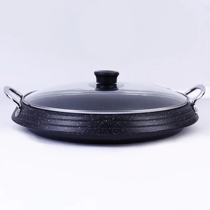 

Korean Glass Cover Frying Pan Luxury Kitchen Gas Cooker Breakfast Omelette Pan Design Poele Cuisine Cast Iron Cookware EC50PD