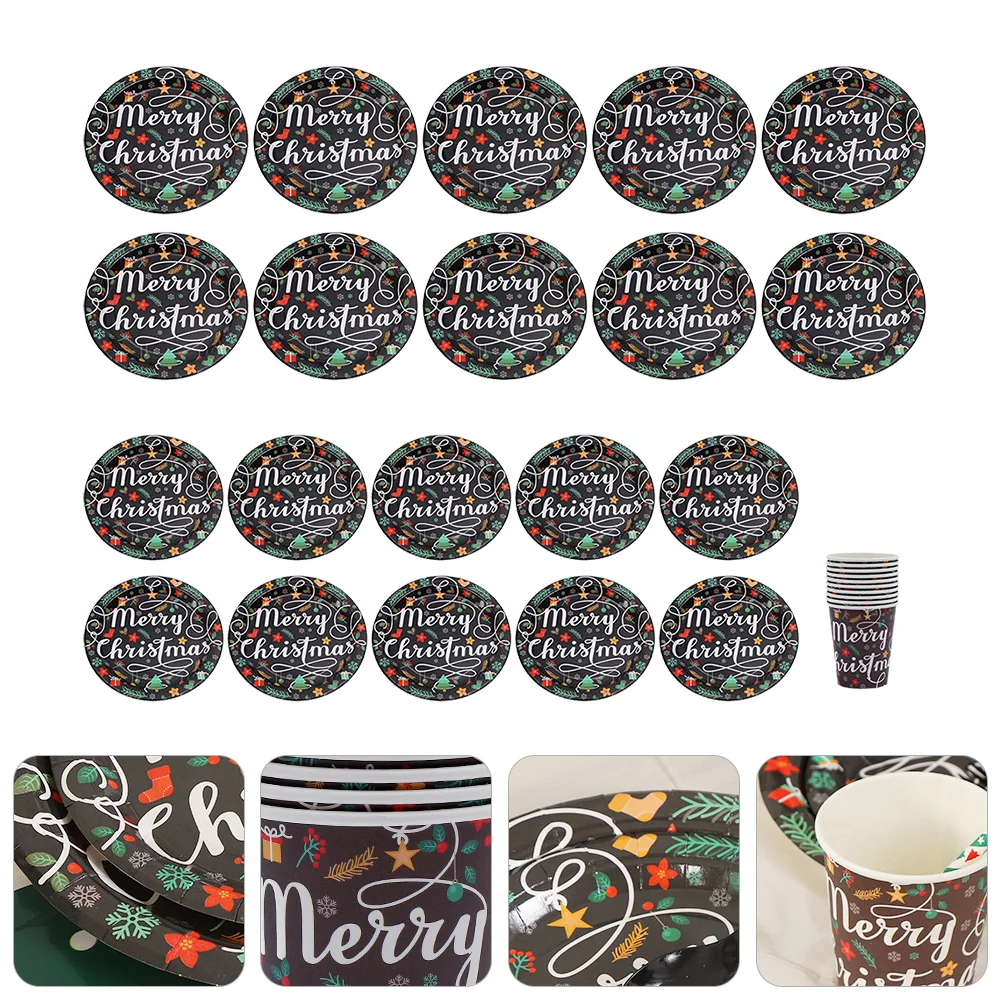 

1 Set Christmas Disposable Tableware Creative Paper Tableware Party Supplies