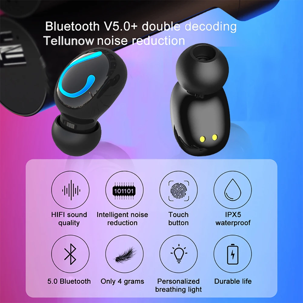 

Earphones Wireless Headphones Touch Control Stereo Sport Earbuds Gaming With 2000 mAh Charging Headset Wireless Gaming Headset