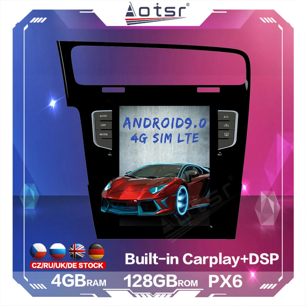 preço 128gb Tela Vertical Tesla Estilo Android Carro Multimídia Jogador De Rádio Para Vw Volkswagen Golf 7 2010 + Gps Navegação Dsp Carplay