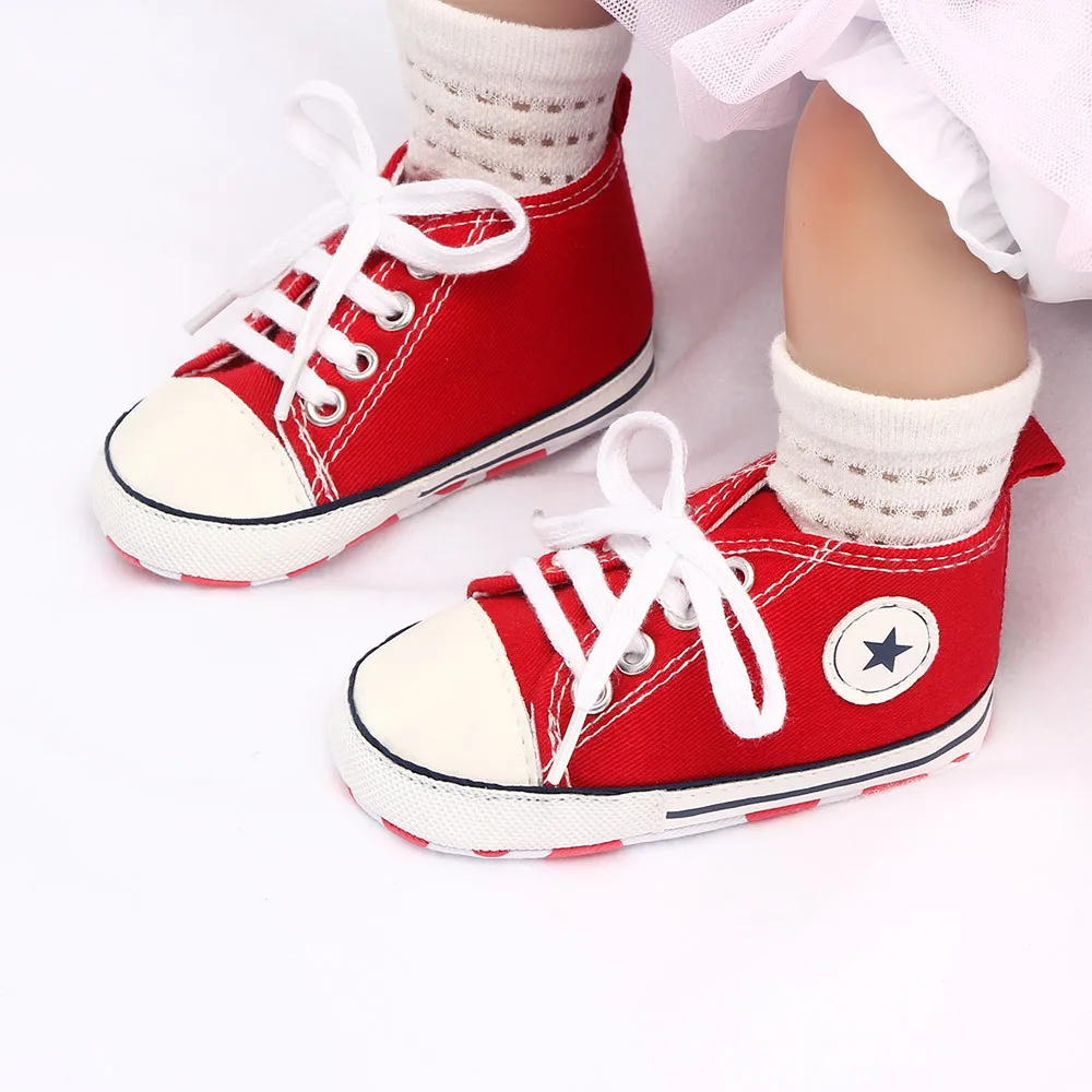 

15 Colors Unisex Newborn First Walkers Crib Shoe White Soft Anti-Slip Sole Toddler Casual Canvas Baby Infant Boy Girl Shoes