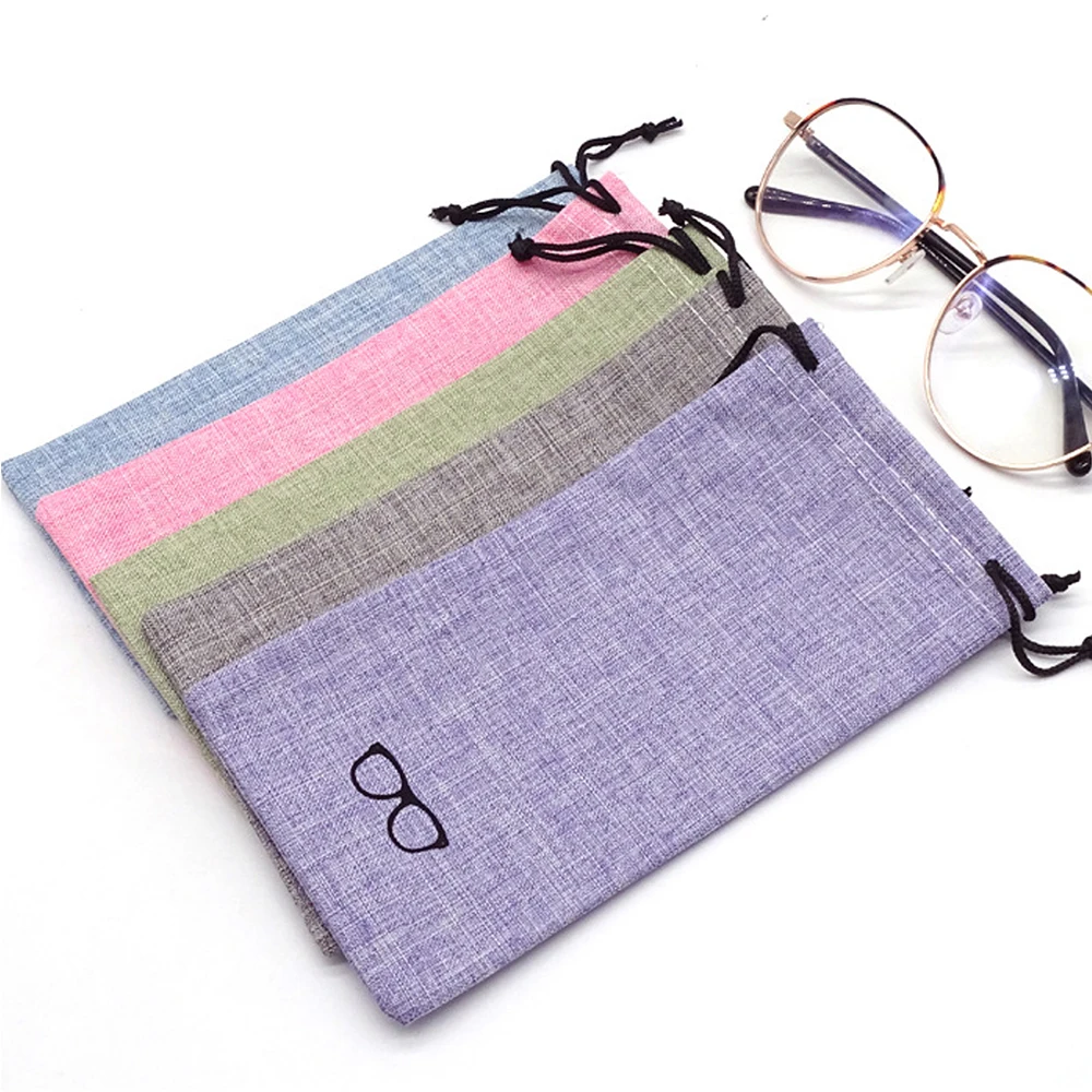 

1 Pc Portable Linen Fabric Sunglasses Pouch Waterproof Dustproof eyeglasses pouch Eyewear Accessories Multi Colors glasses case