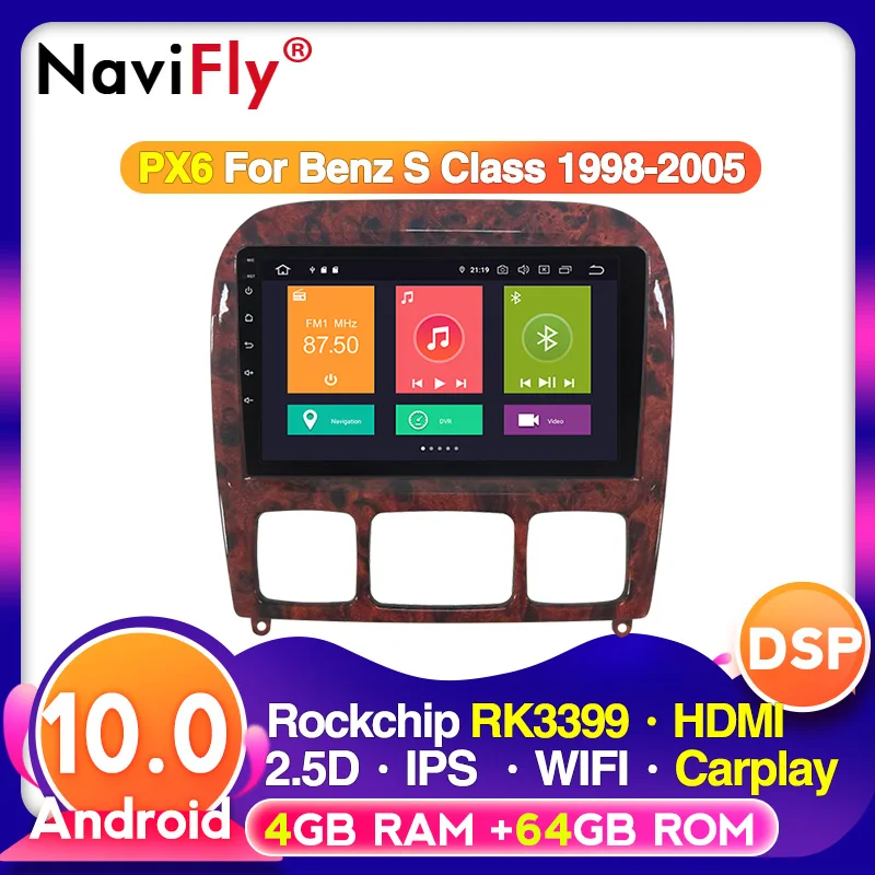 4G ips DSP Android 10 Автомобильный мультимедийный Авторадио gps для Mercedes Benz S Class W220 S280 S320 S350