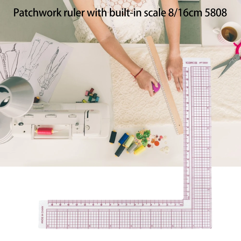 

Patchwork Scale Ruler Right Angle Quilting Ruler Portable Multi-function Acrylic L Shape Measure Accurately Tools