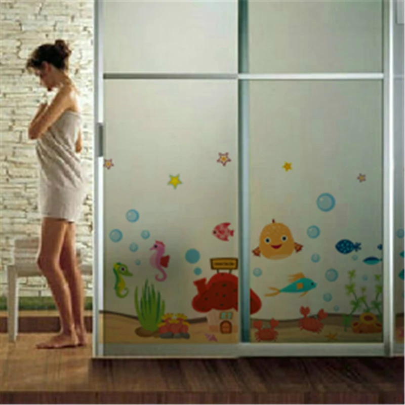

Cartoon Fishes Sealife Wall Stickers Kids Room Bathroom Baseboard Home Decor Diy Animal Mural Art Pvc Wall Decal