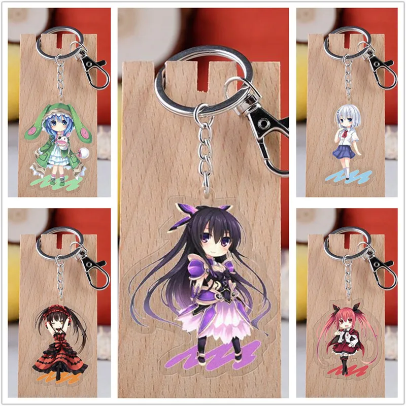 10 pcs/lot Anime DATE A LIVE Acrylic Keychain Toy Figure Yoshino Yatogami Tohka Bag Pendant Double sided Key Ring Gifts