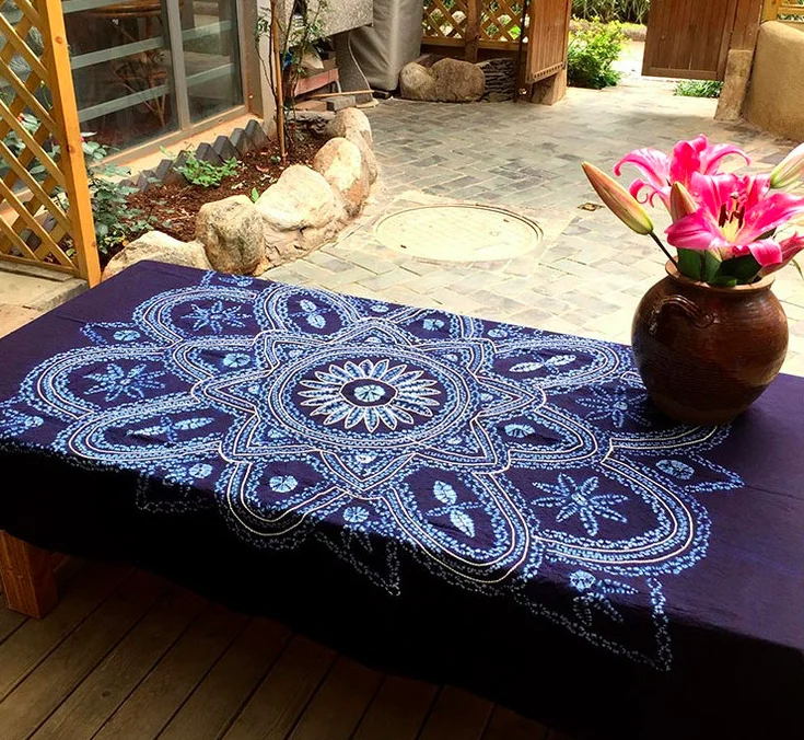 Юньнань тибетский Племенной батик ручная работа красящий галстук индиго - Цена: 3204