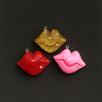 6pcs 49mm36mm personality multicolor flatback resin large mouth for necklace keychain pendant diy making accessories