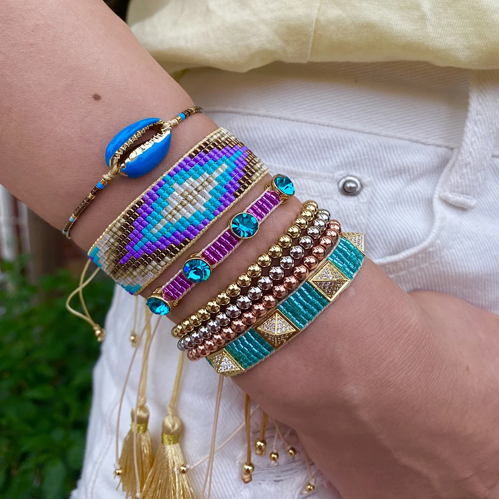 Женский браслет с бусинами BLUESTAR Миюки турецкий глаз|Плетеные браслеты| |