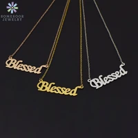 somesoor inspiring blessed pendant necklace stainless steel charms link chain vintage letters dangle jewelry for women gifts