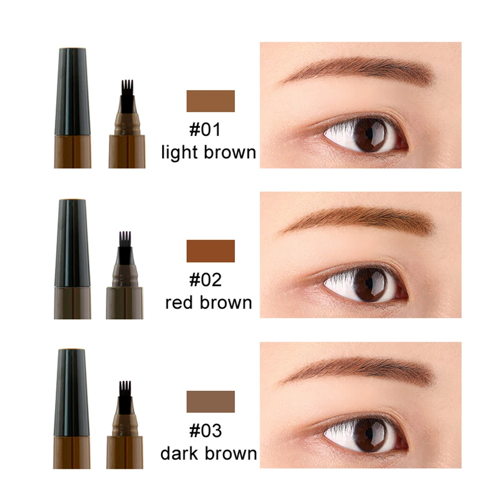 

OEM Private Label Liquid Eyebrow Pen Microcarving Waterproof Four-pointed Brown Eye Makeup Pencil Custom Cosmetic