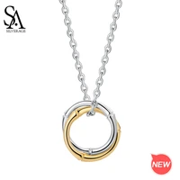 sa silverage pendant necklaces silver round circle necklaces joyas de plata 925 2021 new 925 sterling silver goldsilver color
