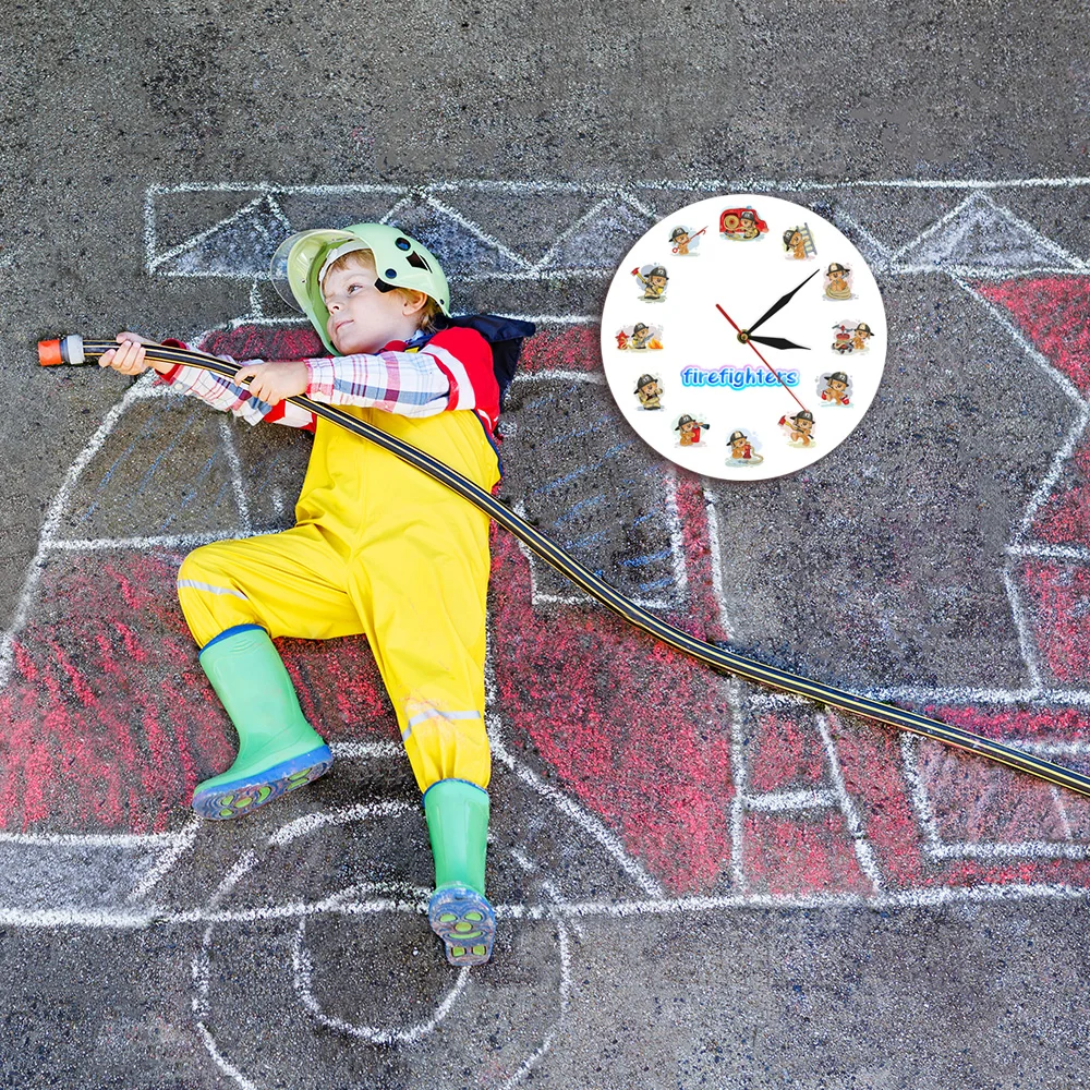 Настенные часы для пожарных с героями мультфильмов Забавные детей | Дом и сад