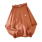 Зимняя Красная Женская толстовка с капюшоном, свитшот с вышивкой Love Heart Harajuku, пуловер с длинным рукавом, Свободные флисовые женские топы