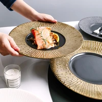 hotel restaurant with high grade ceramic gold and silver plate steak plate set plate creative dish steak plate plates dinner