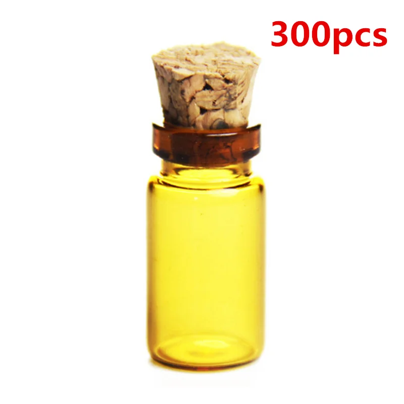 300pcs 50 шт/100 шт/500 шт/1000 шт 11*22 мм 1 мл мини-стеклянные бутылки пустые образцы мини-стеклянных банок с крышкой пробки для рукоделия украшения - Цвет: 300pcs