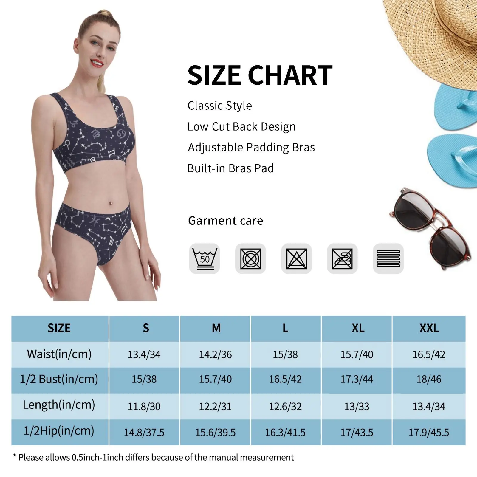 

Zodiac Sky Swimsuit one piece Bikini Padded Zodiac Astrology Night Sky Star Space Nerd Geek Hip Cool Distressed Abstract