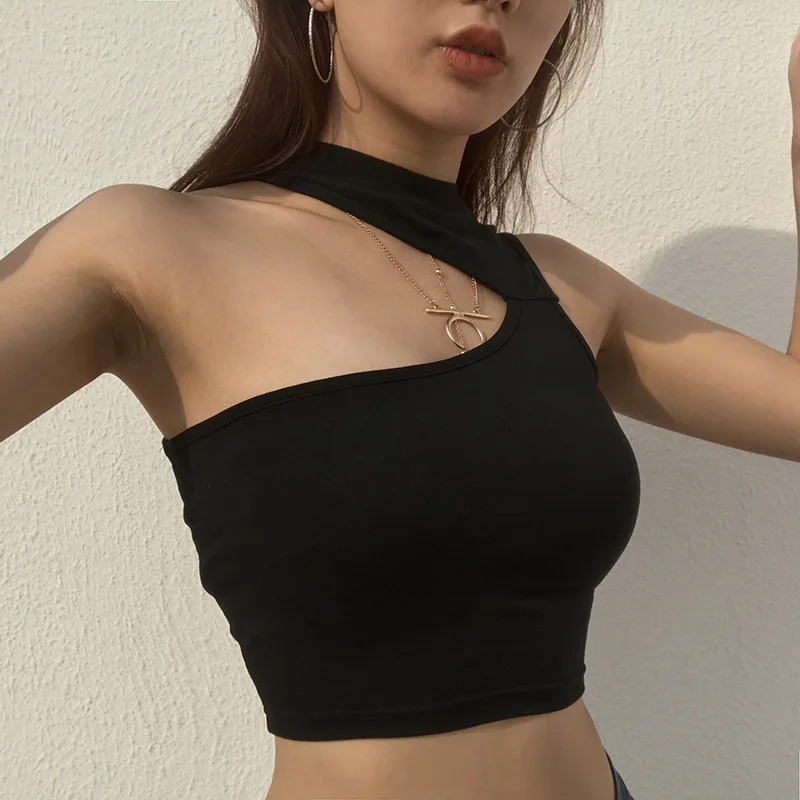 

2020 Summer Sleeveless Sexy Women Girls Summer Vest Crop Top Shirt Blouse Casual Slim Black Tanks Hot S M L