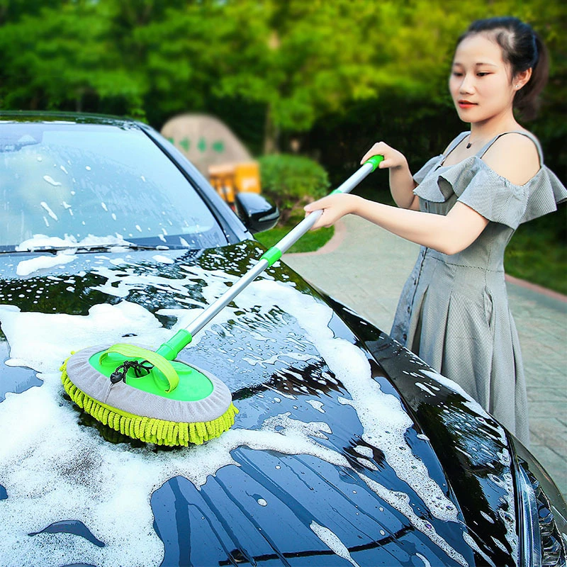 Newest Three Section Telescopic Car Washing Mop Super Absorbent Car Cleaning Car Brushes Mop Window Wash Tool Dust Soft Mop