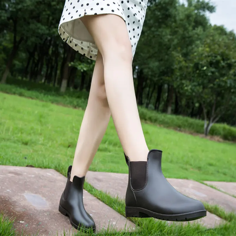 Fashion Star Short Tube Rain Boots Rain Boots Four Seasons Ladies Low Tube Elastic short Boots Wild Water Shoes Tide Shoes